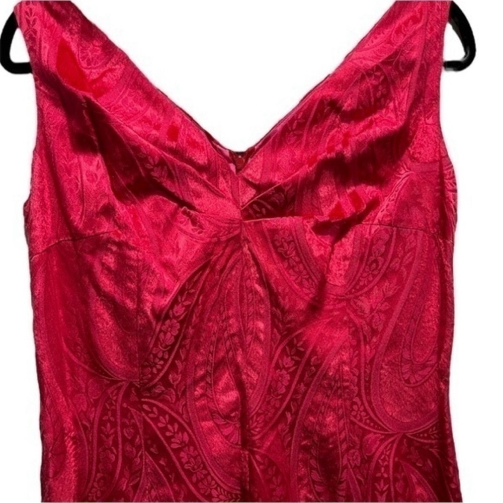 Barbara Tfank Brocade Cocktail Dress Red - Sleeveless Back Zip - Picture 5 of 14